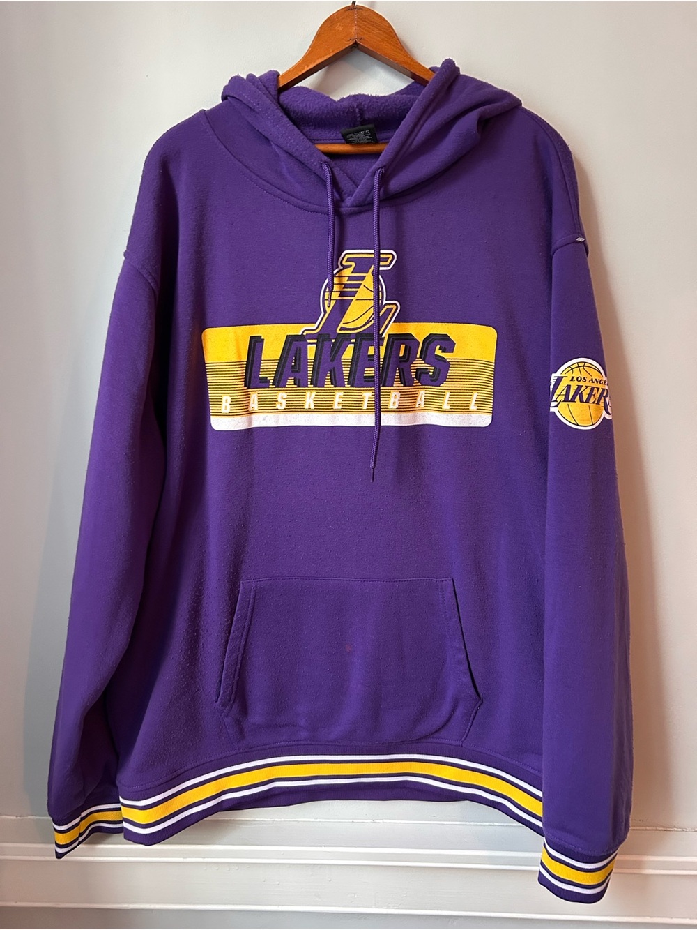 Official NBA‎ Los Angeles LA Lakers Hoodie Sz 2XL Retro Look Purple/Gold